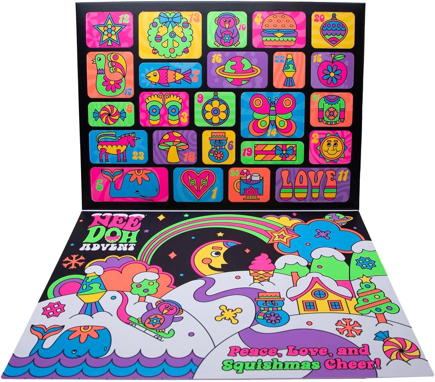Advent Calendar - 24 Days of Sensory Surprises - Squishy Toys with Fun Shapes and Textures - Ages 3 and Up - Color May Vary; 24 NeeDoh Toys in One Calendar - Image 2